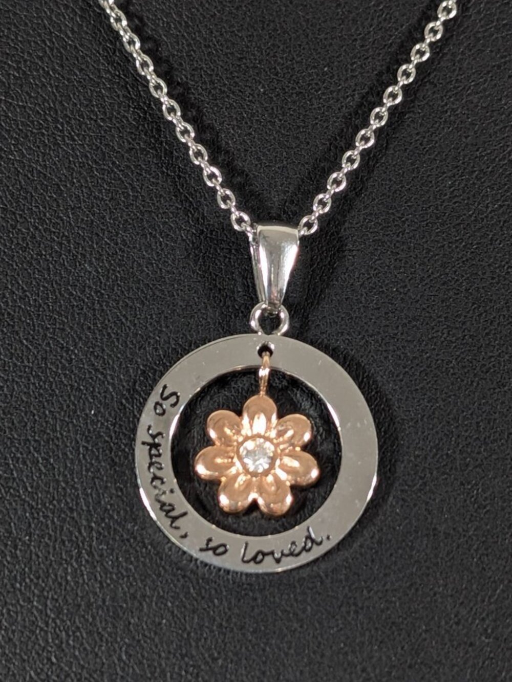 JCM Hallmark Stainless Steel Daisy Flower So Special So Loved Necklace 18"